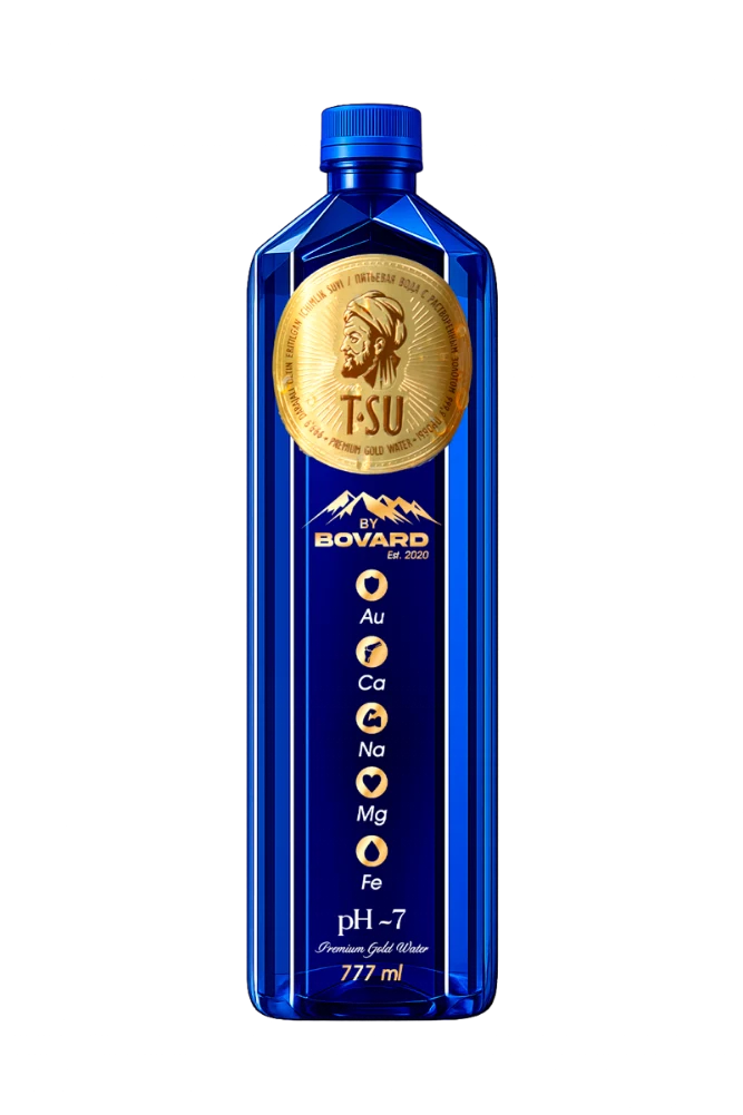 TSU Premium Gold Water — oltin medalyonli 777 ml butilka